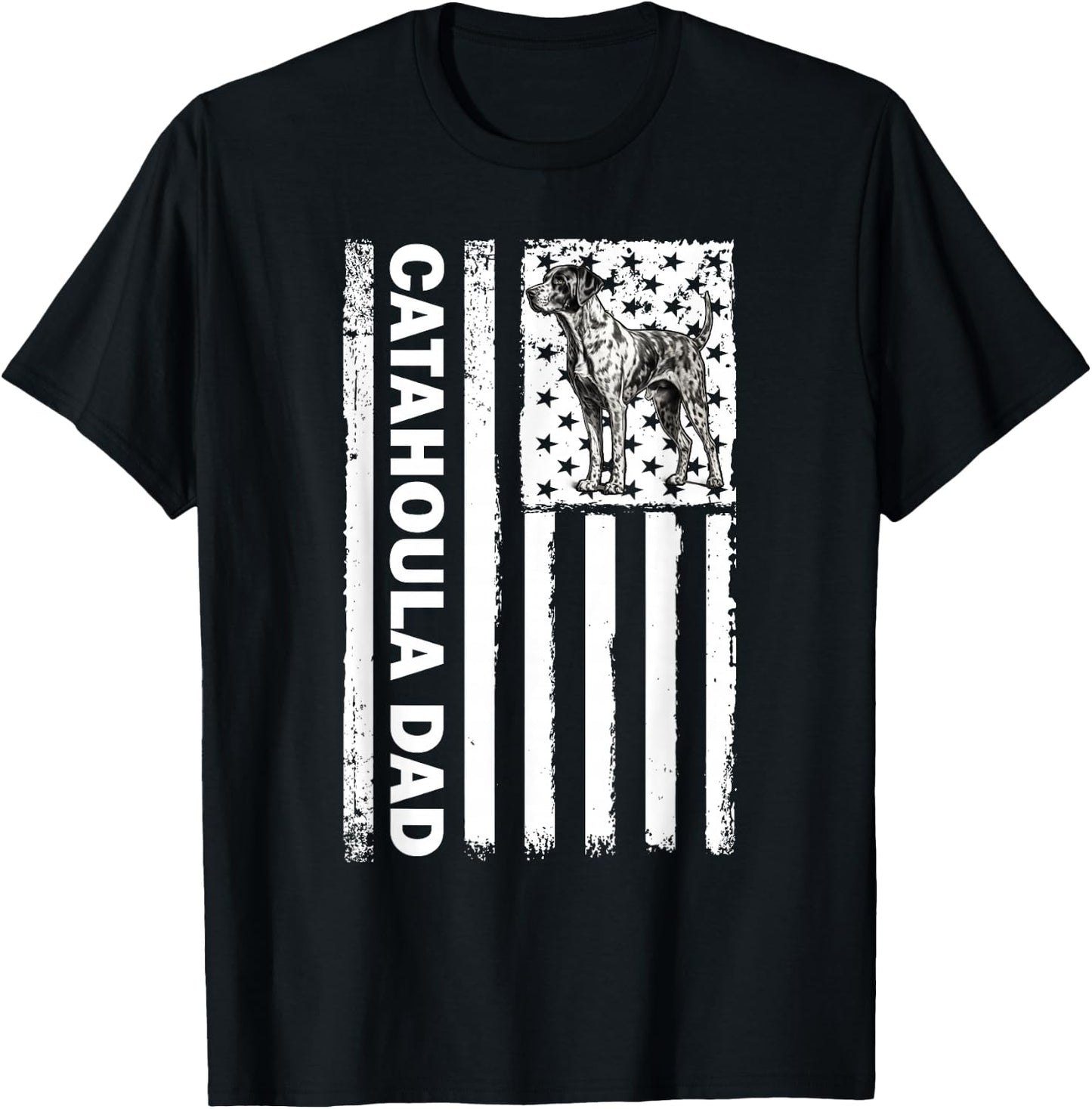American USA Flag 4th July Catahoula Leopard Dog T-Shirt - T-Shirt | Black