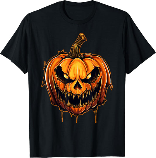 Funny Fall Autumn Halloween Scary Pumpkin lazy Costume T-Shirt - T-Shirt | Black