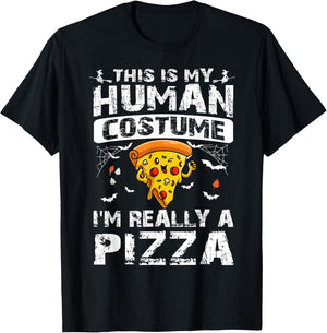 This is My Human Costume I'm Really A Pizza Halloween T-Shirt - T-Shirt | Black