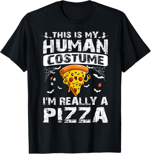 This is My Human Costume I'm Really A Pizza Halloween T-Shirt - T-Shirt | Black