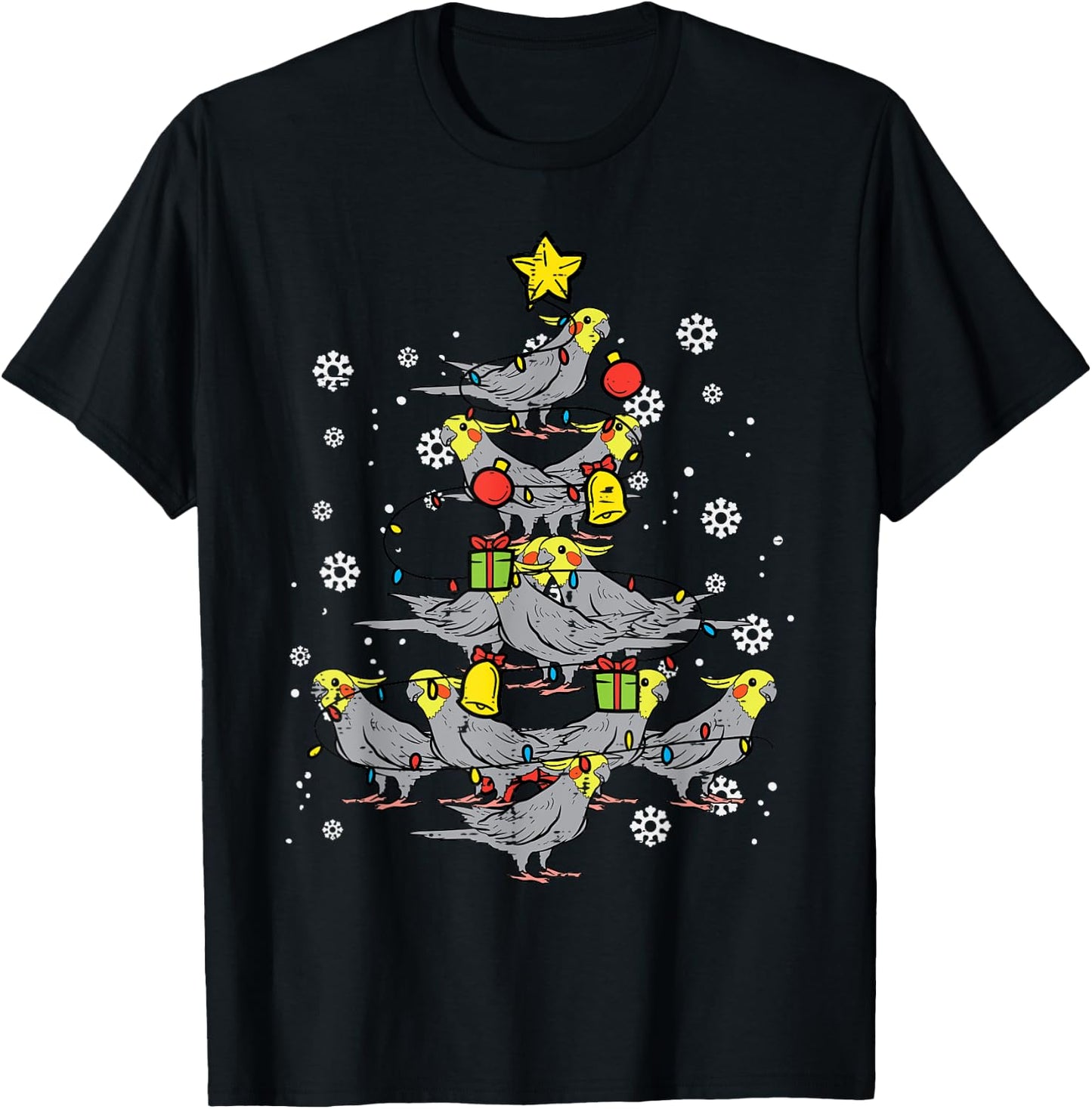 Cockatiel Christmas Tree Bird Cute Xmas Animal Men Women T-Shirt - T-Shirt | Black