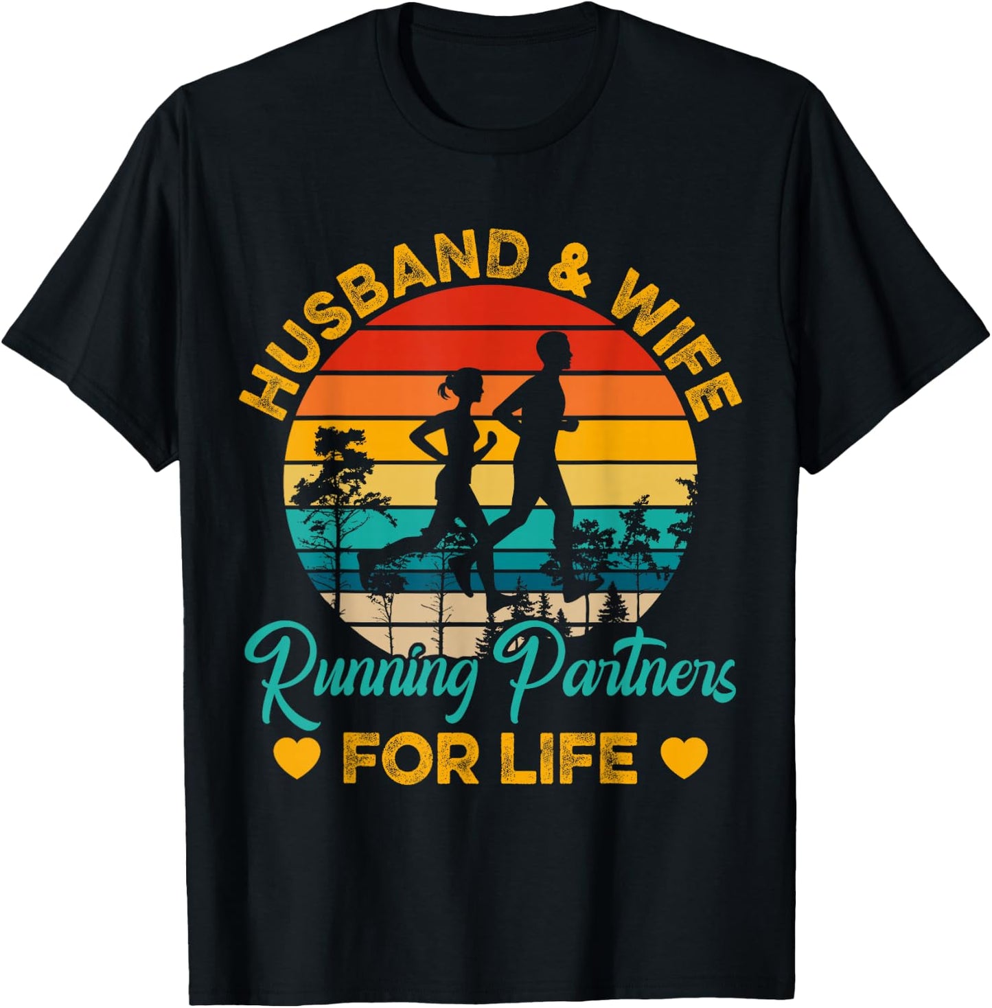 Husband And Wife Running Partners For Life T-Shirt - T-Shirt | Black