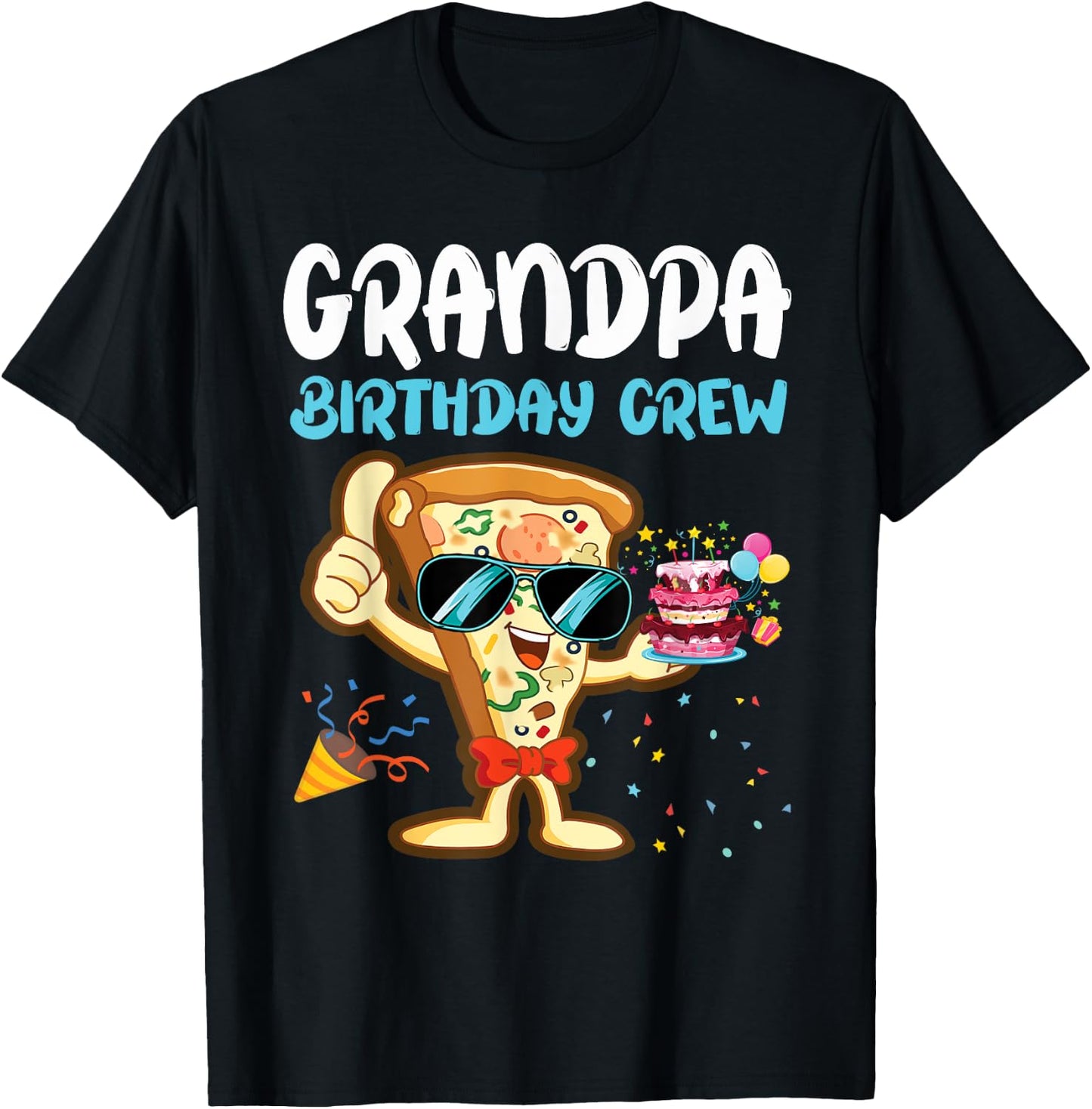 Grandpa Birthday Crew Pizza Lover Party Boys Kid Girls Theme T-Shirt - T-Shirt | Black