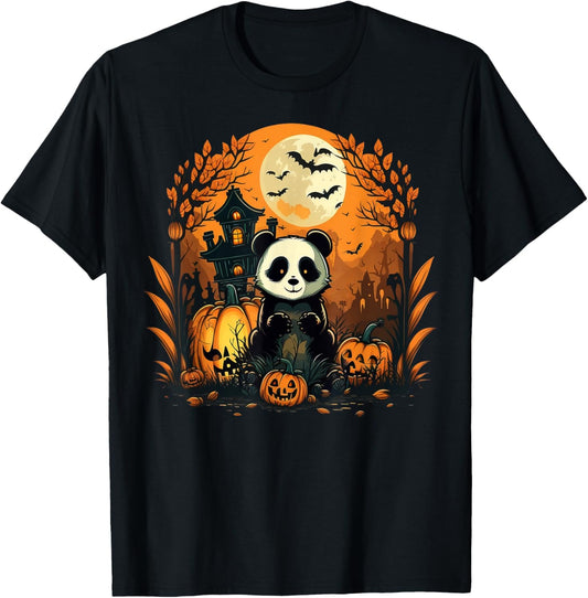 Pumpkin Panda costume on Panda Halloween T-Shirt - T-Shirt | Black