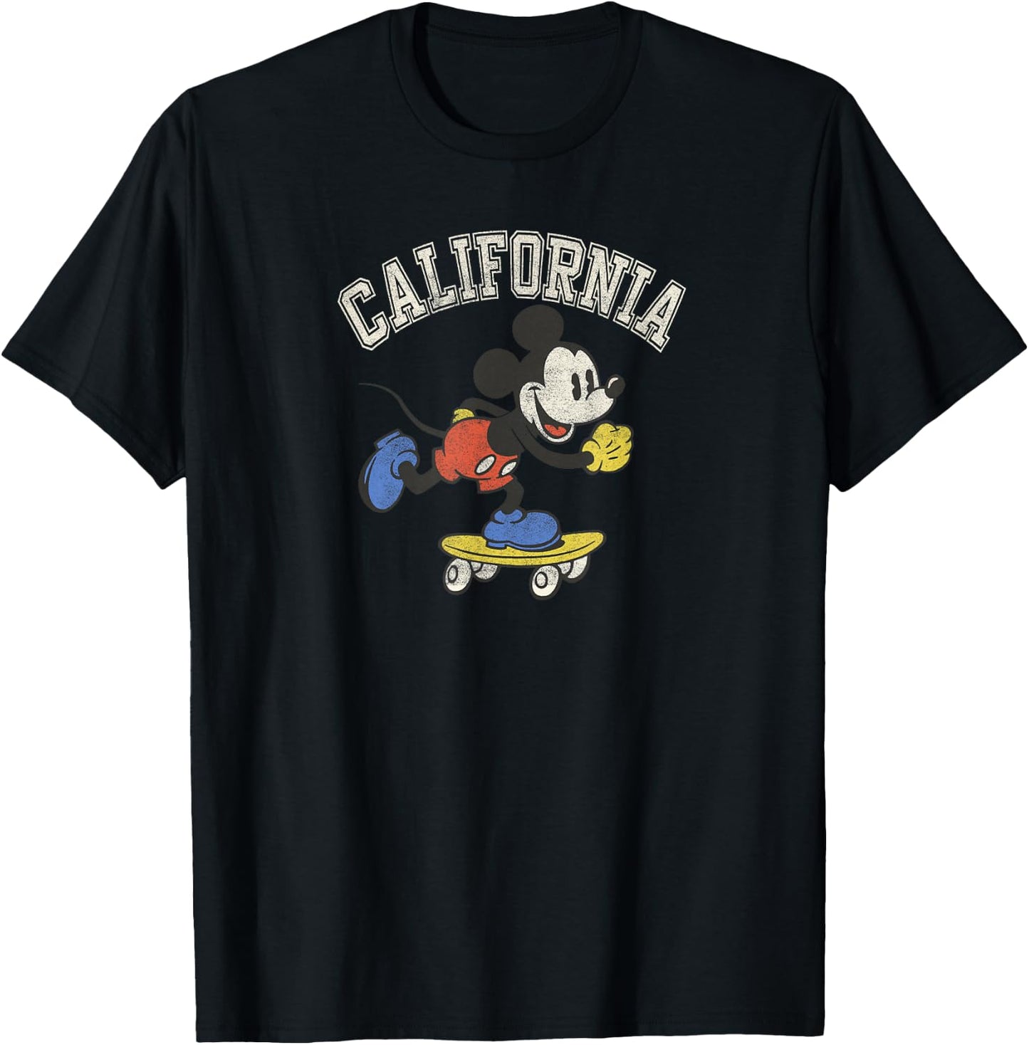 Disney Mickey Mouse On A Skateboard California Arch T-Shirt - T-Shirt | Black