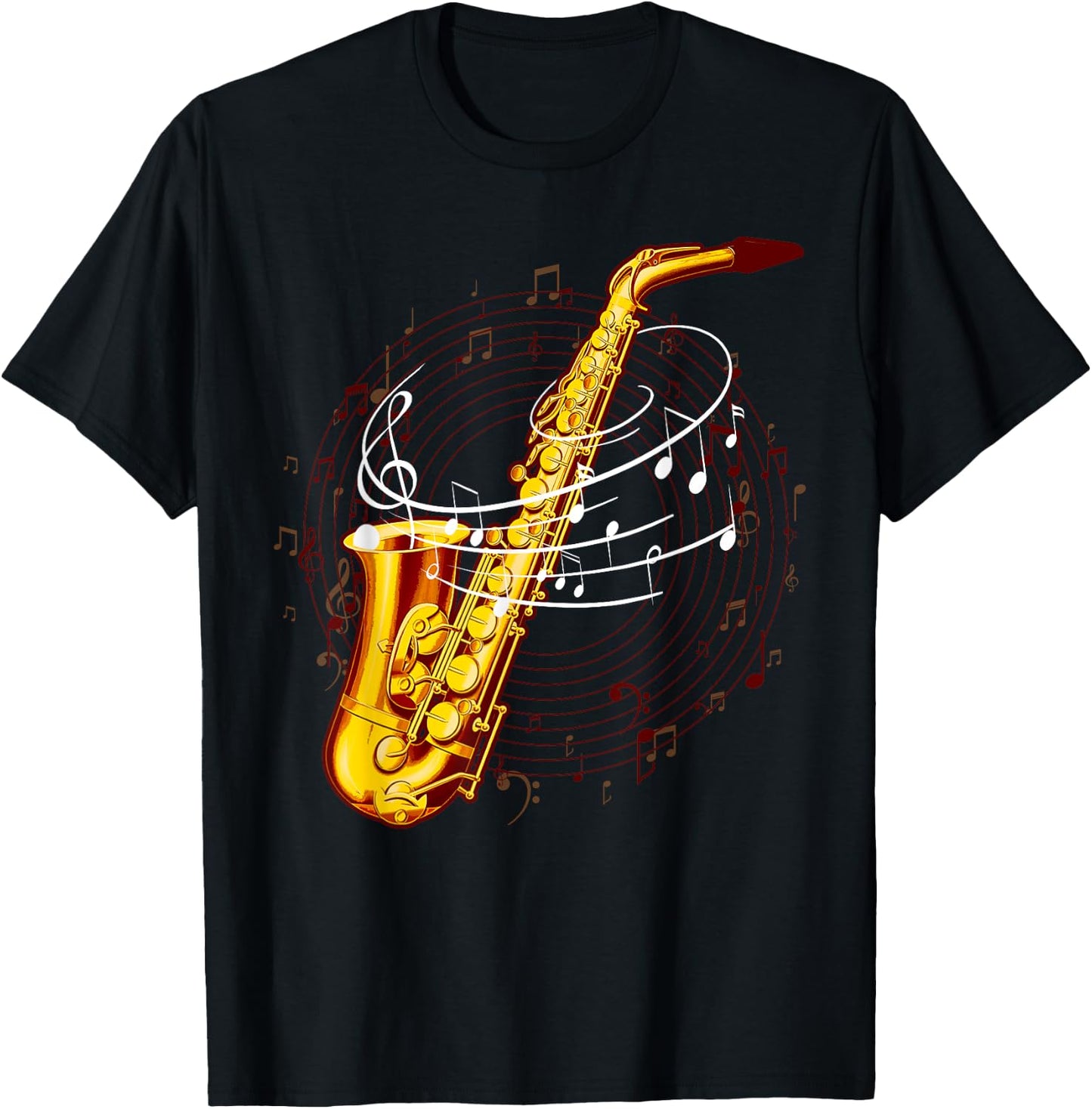 Cool Saxophone Women Jazz Music Notes Musician Sax T-Shirt - T-Shirt | Black