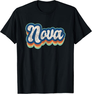 Nova First Name Boy Vintage Style 70s 80s Personalized T-Shirt - T-Shirt | Black