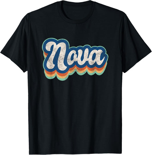 Nova First Name Boy Vintage Style 70s 80s Personalized T-Shirt - T-Shirt | Black