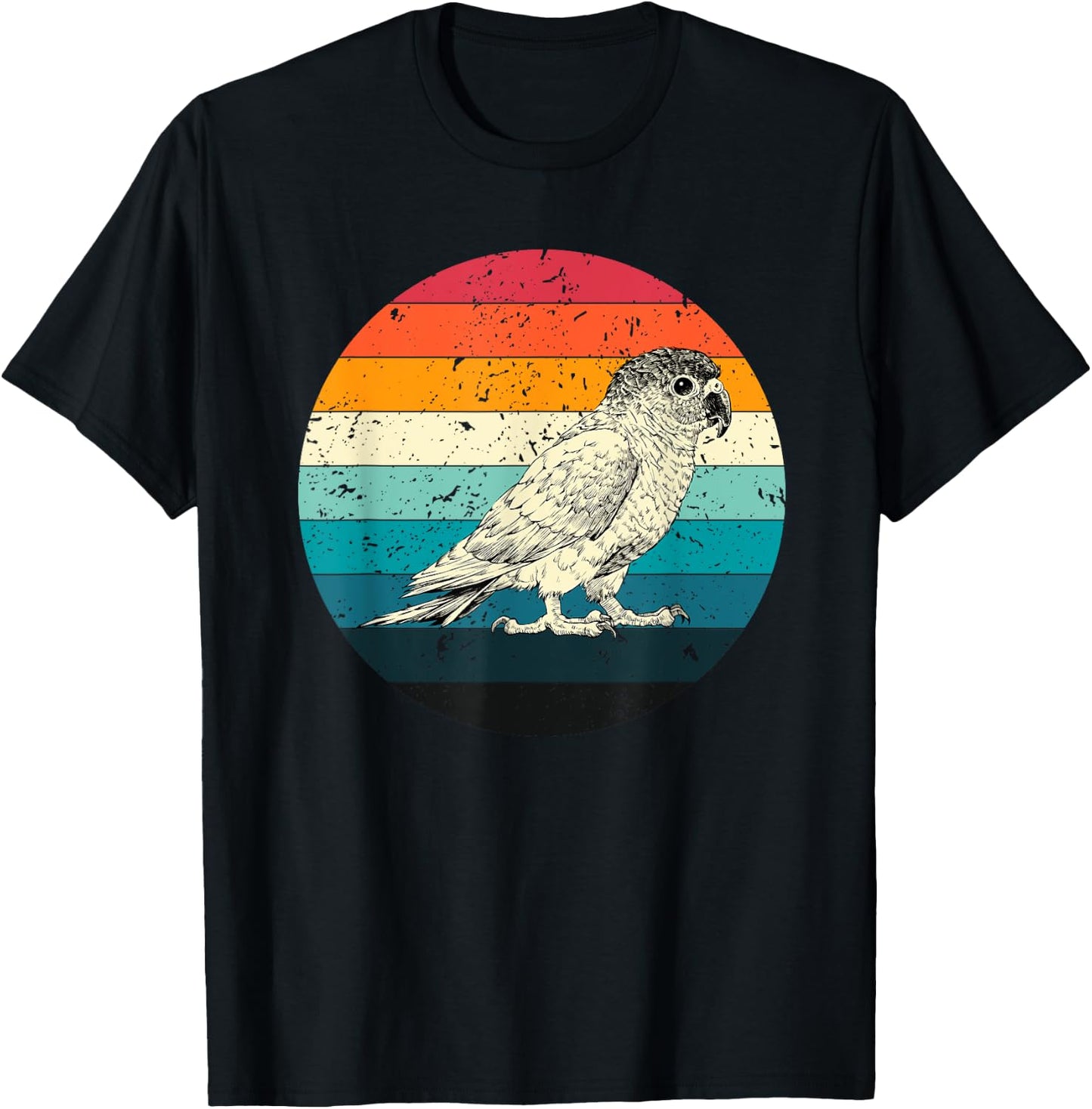 Retro Vintage Green Cheek Conure with Sunglasses Bird Lover T-Shirt - T-Shirt | Black