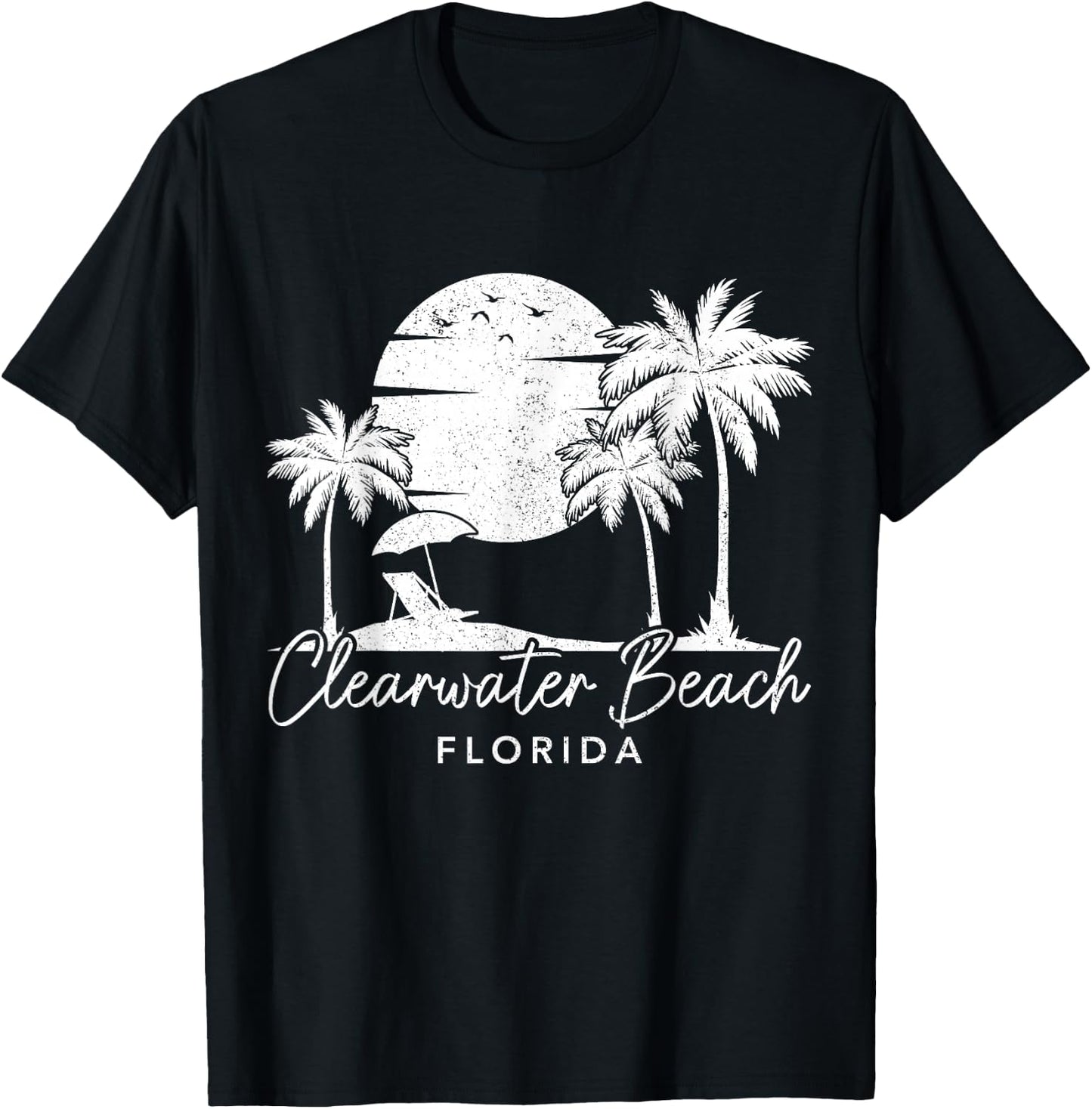 Clearwater Beach Florida FL Vintage Sunset Surfer Vacation T-Shirt - T-Shirt | Black
