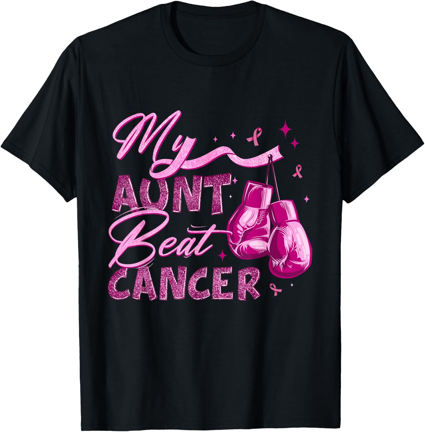 My Aunt Beat Cancer Breast Cancer Awareness Support Squad T-Shirt - T-Shirt | Black