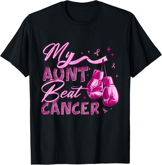 My Aunt Beat Cancer Breast Cancer Awareness Support Squad T-Shirt - T-Shirt | Black
