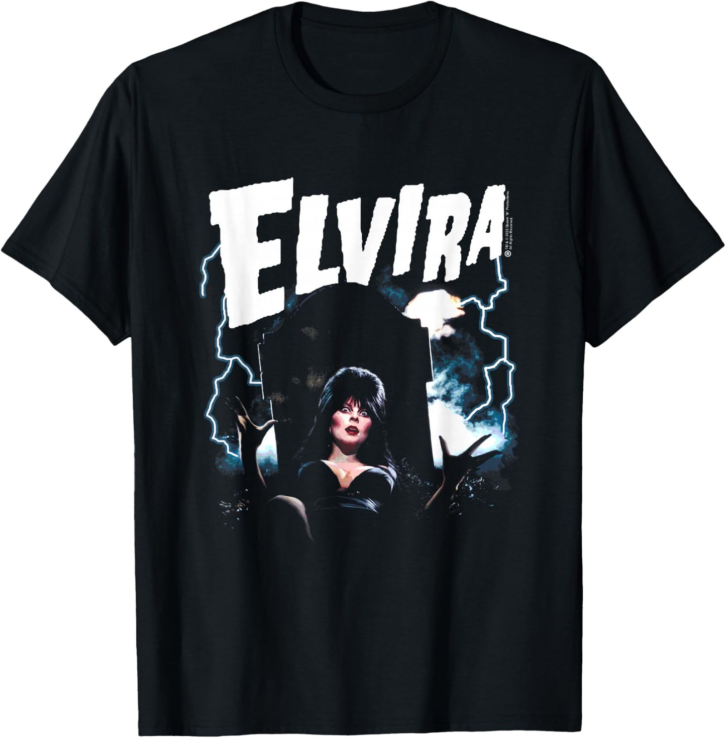 Elvira, Mistress of The Dark Grave and Lightning Small T-Shirt - T-Shirt | Black