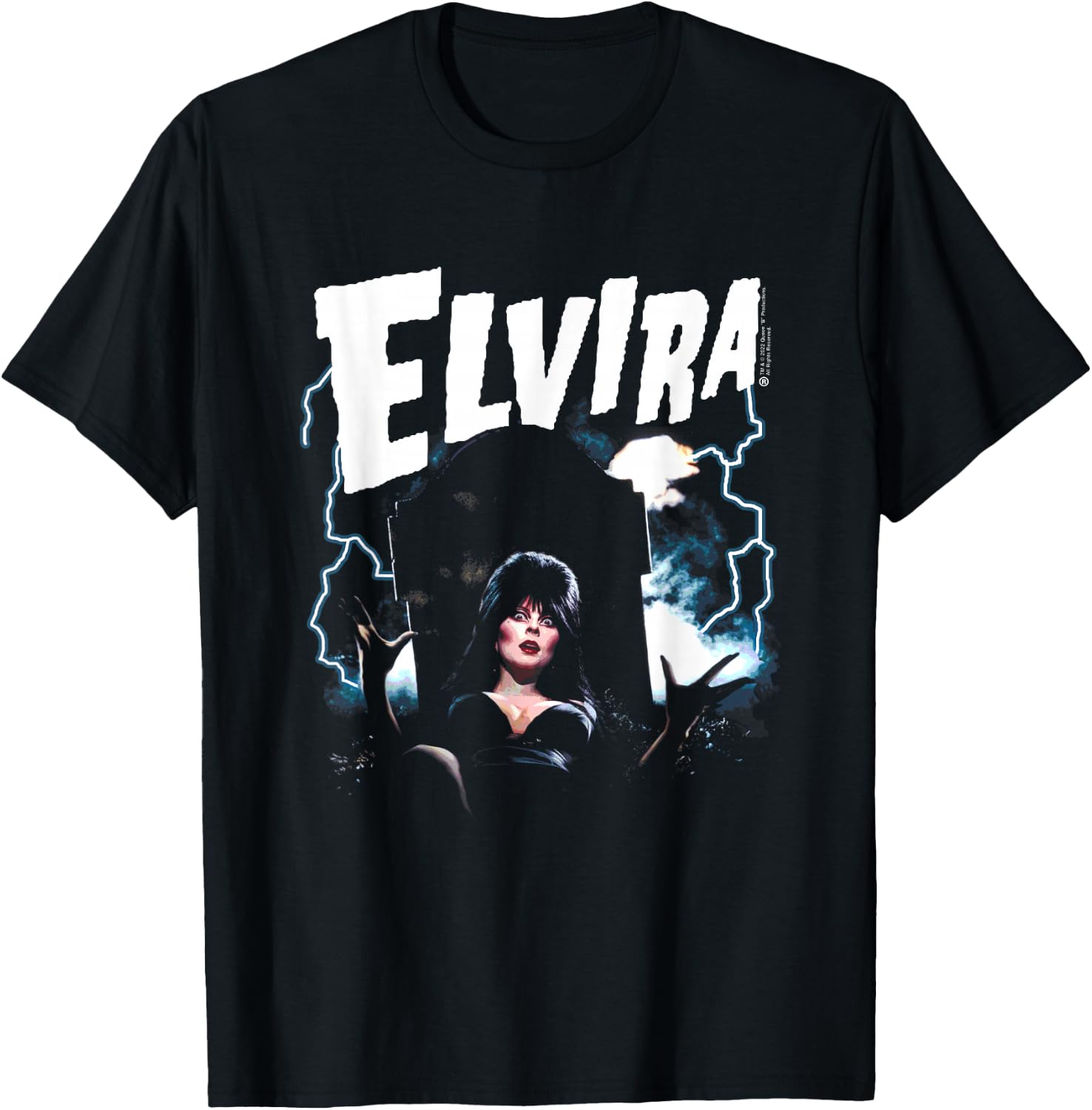 Elvira, Mistress of The Dark Grave and Lightning Small T-Shirt - T-Shirt | Black