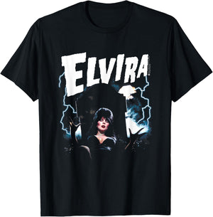 Elvira, Mistress of The Dark Grave and Lightning Small T-Shirt - T-Shirt | Black