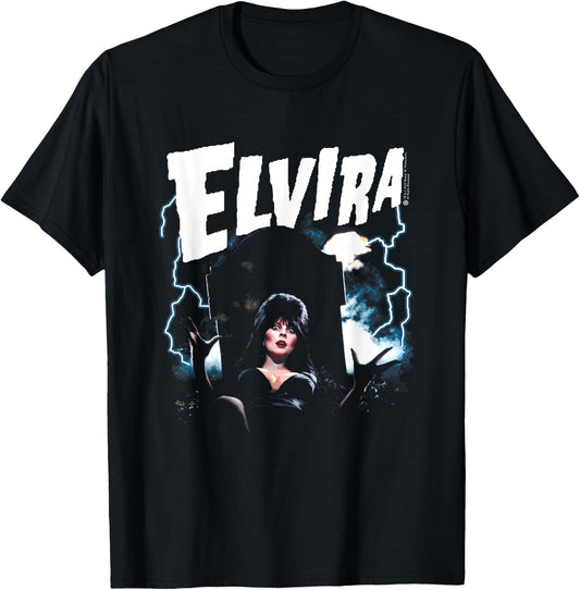Elvira, Mistress of The Dark Grave and Lightning Small T-Shirt - T-Shirt | Black