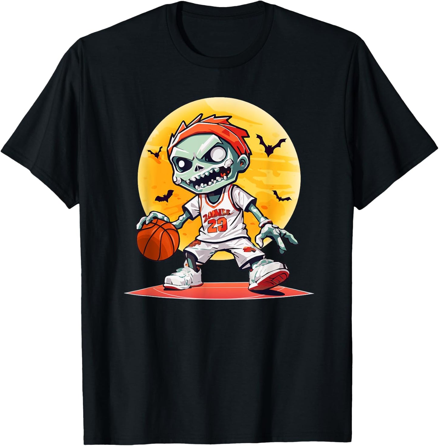 Basketball Zombie Scary Halloween Basketball T-Shirt - T-Shirt | Black