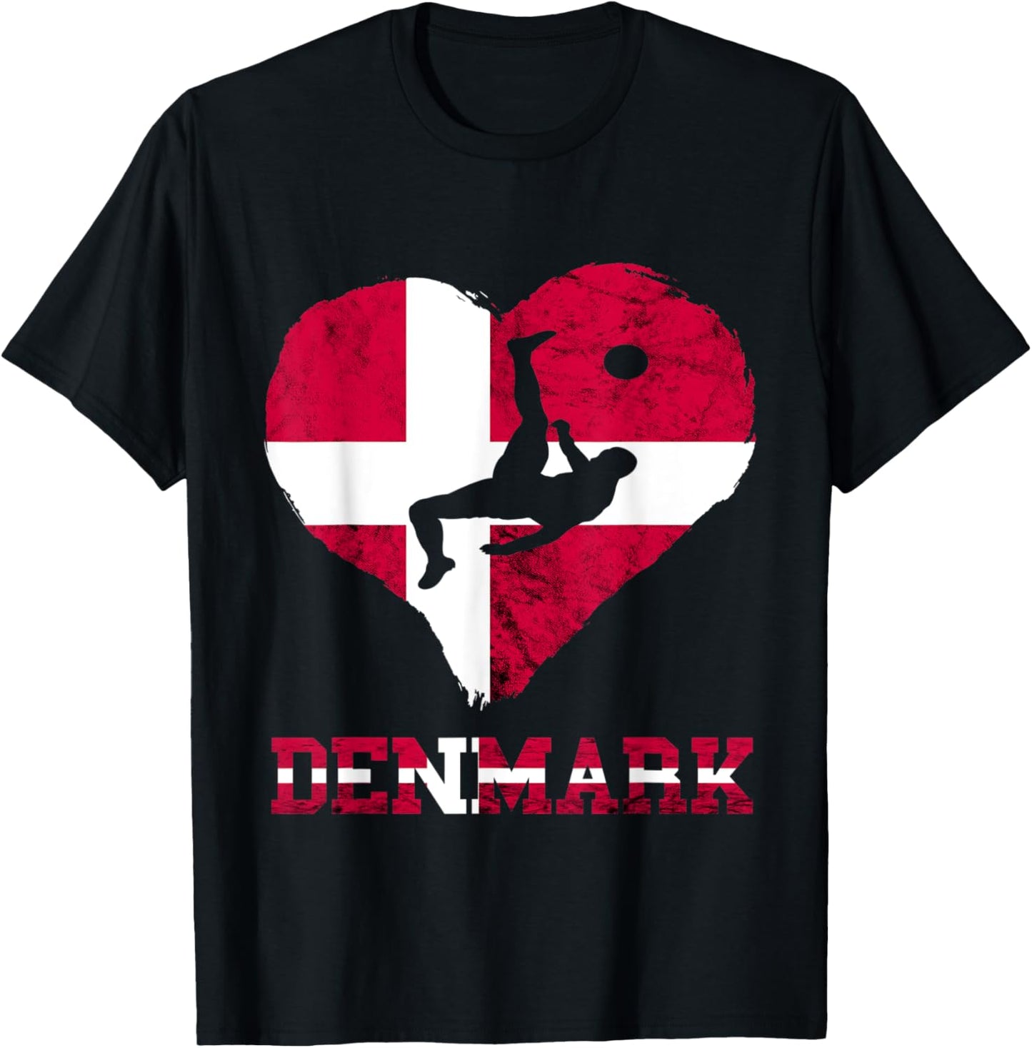 Danish Soccer Team Heart Denmark Football Danes Denmark T-Shirt - T-Shirt | Black