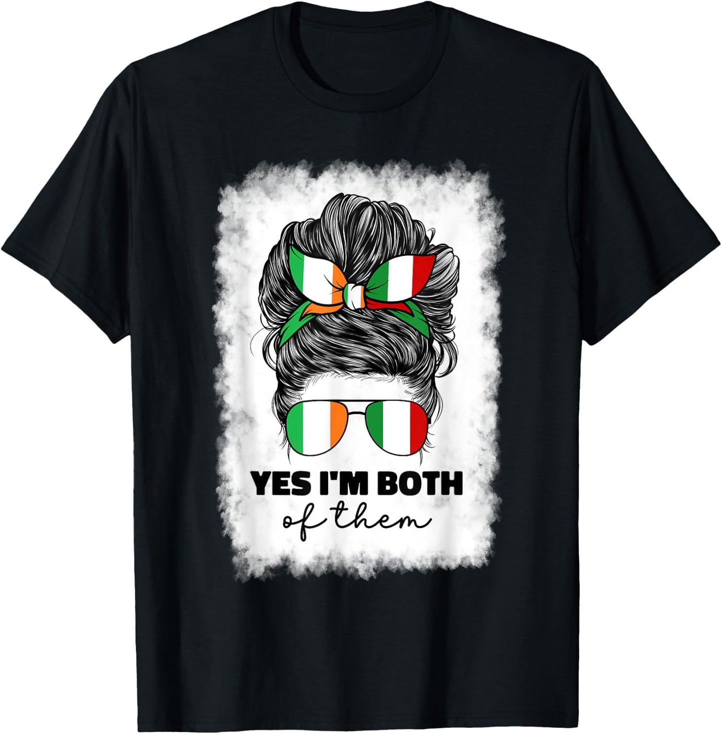 Half Italian And Irish Ireland Italy Flag Girl Mix T-Shirt - T-Shirt | Black