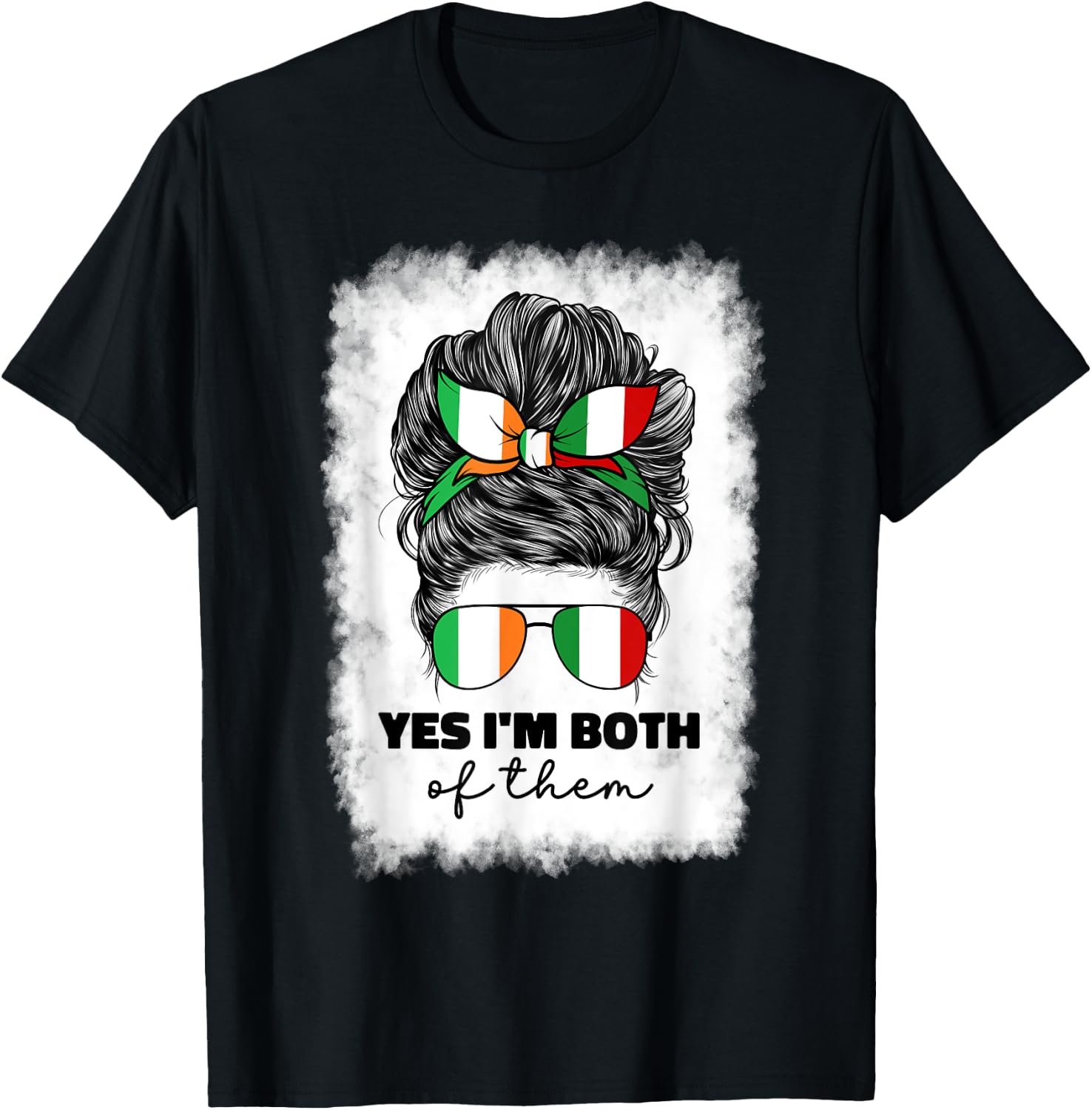 Half Italian And Irish Ireland Italy Flag Girl Mix T-Shirt - T-Shirt | Black
