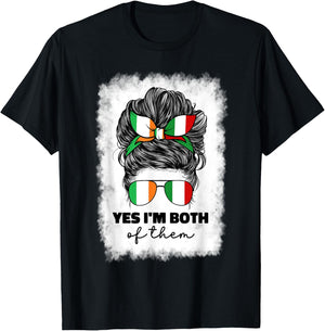 Half Italian And Irish Ireland Italy Flag Girl Mix T-Shirt - T-Shirt | Black