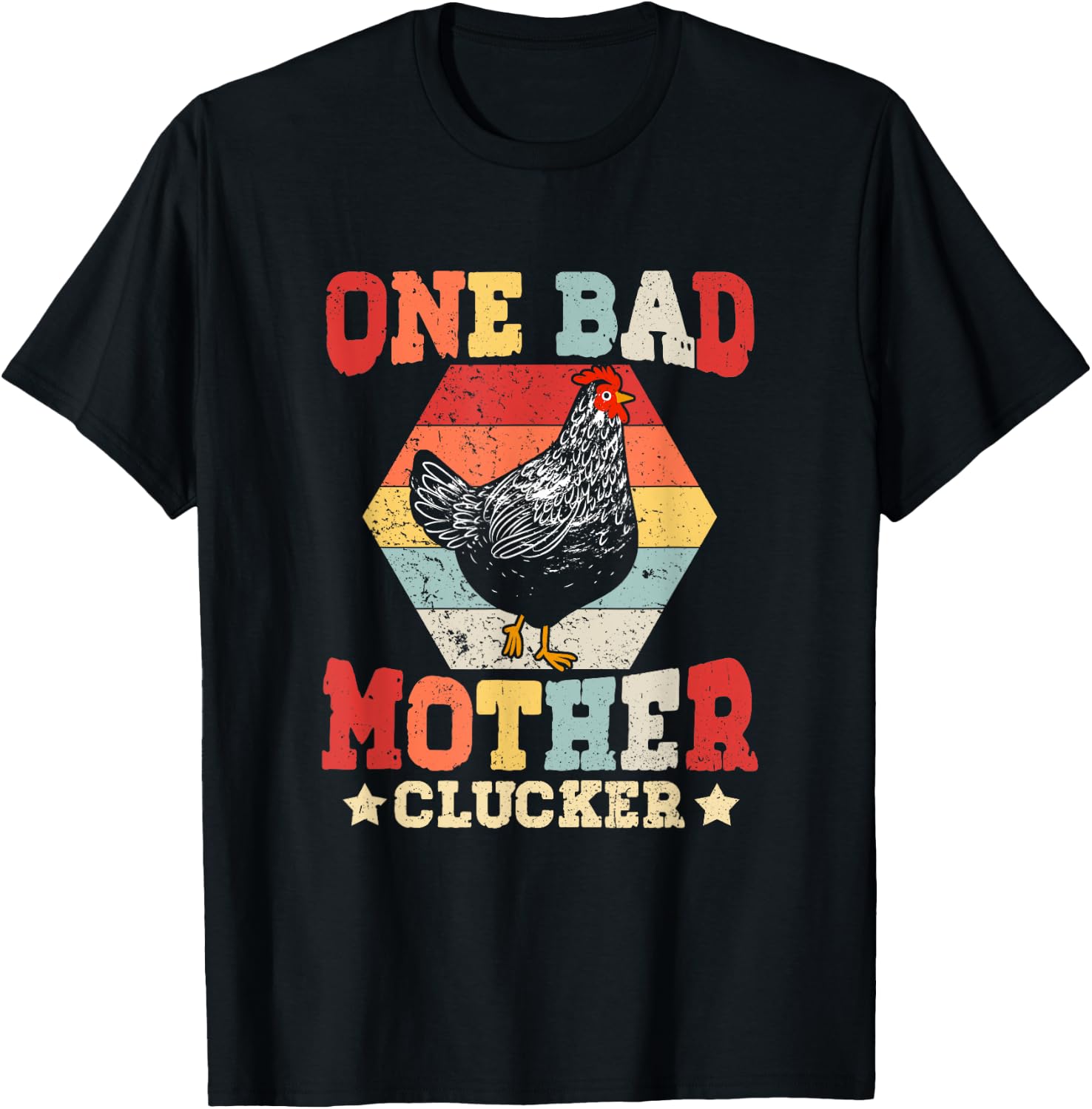 One Bad Mother Clucker Novel Chicken Lover Vintage Sunset T-Shirt - T-Shirt | Black