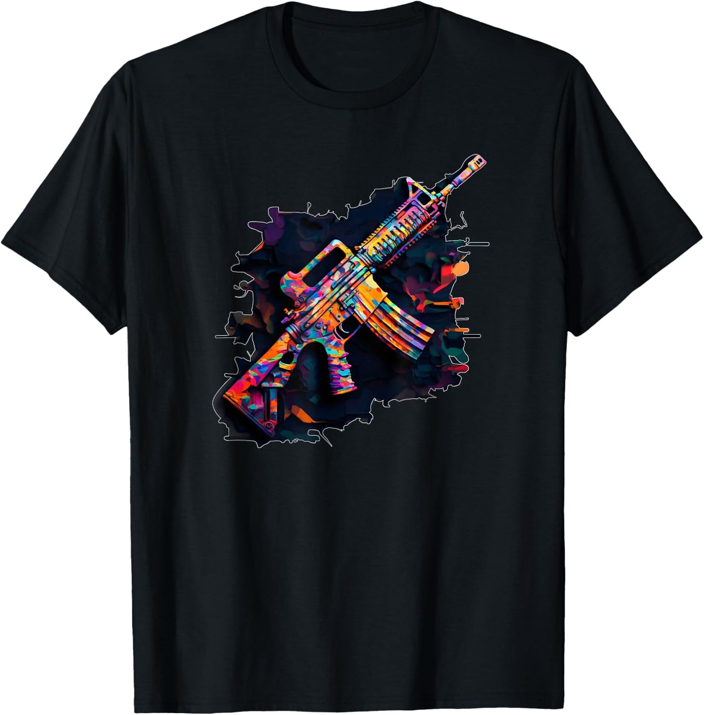 AR15 Mythical Rifle Life & Shooting in Colours T-Shirt - T-Shirt | Black