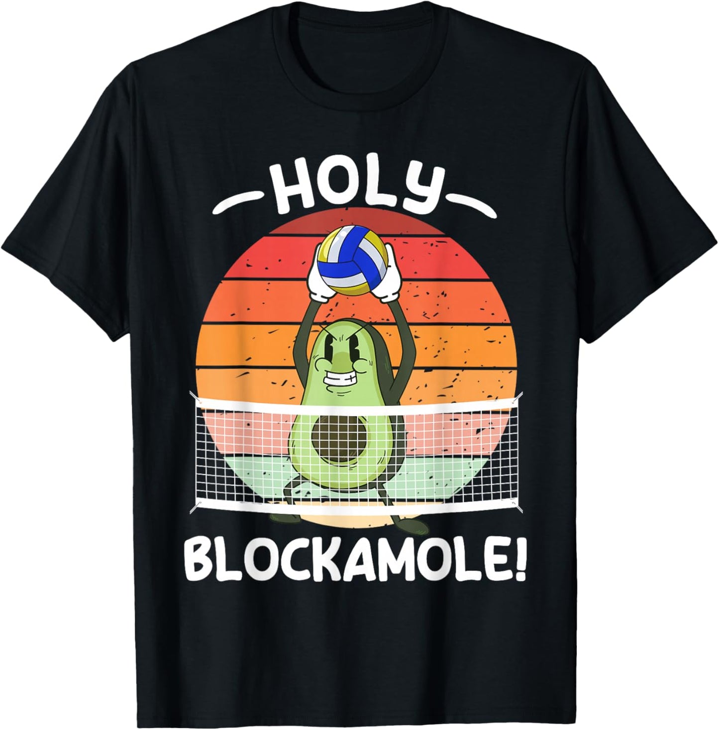 Holy Blockamole Volleyball Avocado Men Women Funny T-Shirt - T-Shirt | Black