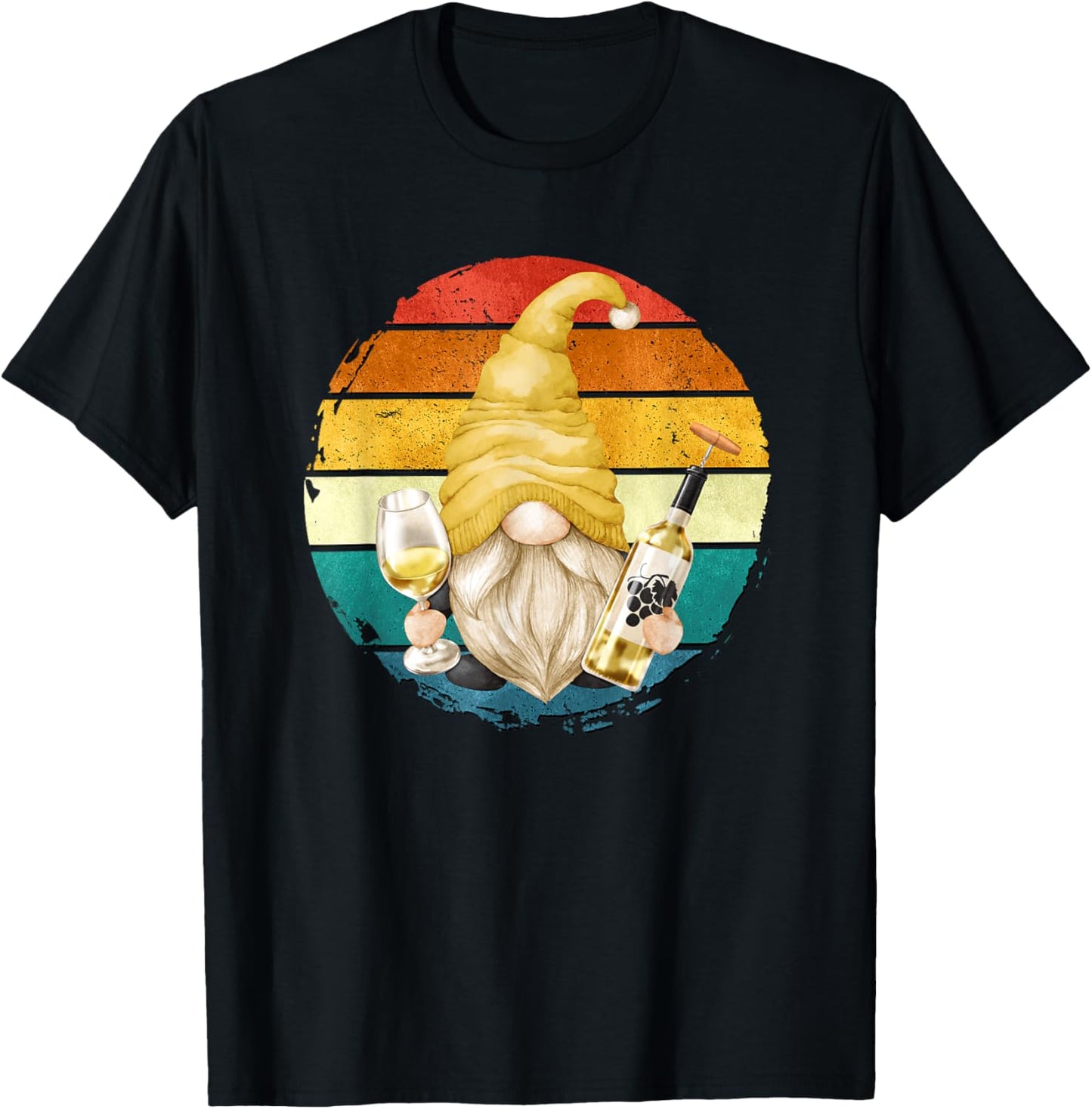 Vintage Wine Gnome Graphic For Just A Girl Who Loves Wine T-Shirt - T-Shirt | Black