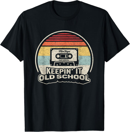 Cassette Music Retro Old School Hip Hop 80s 90s Mixtape T-Shirt - T-Shirt | Black
