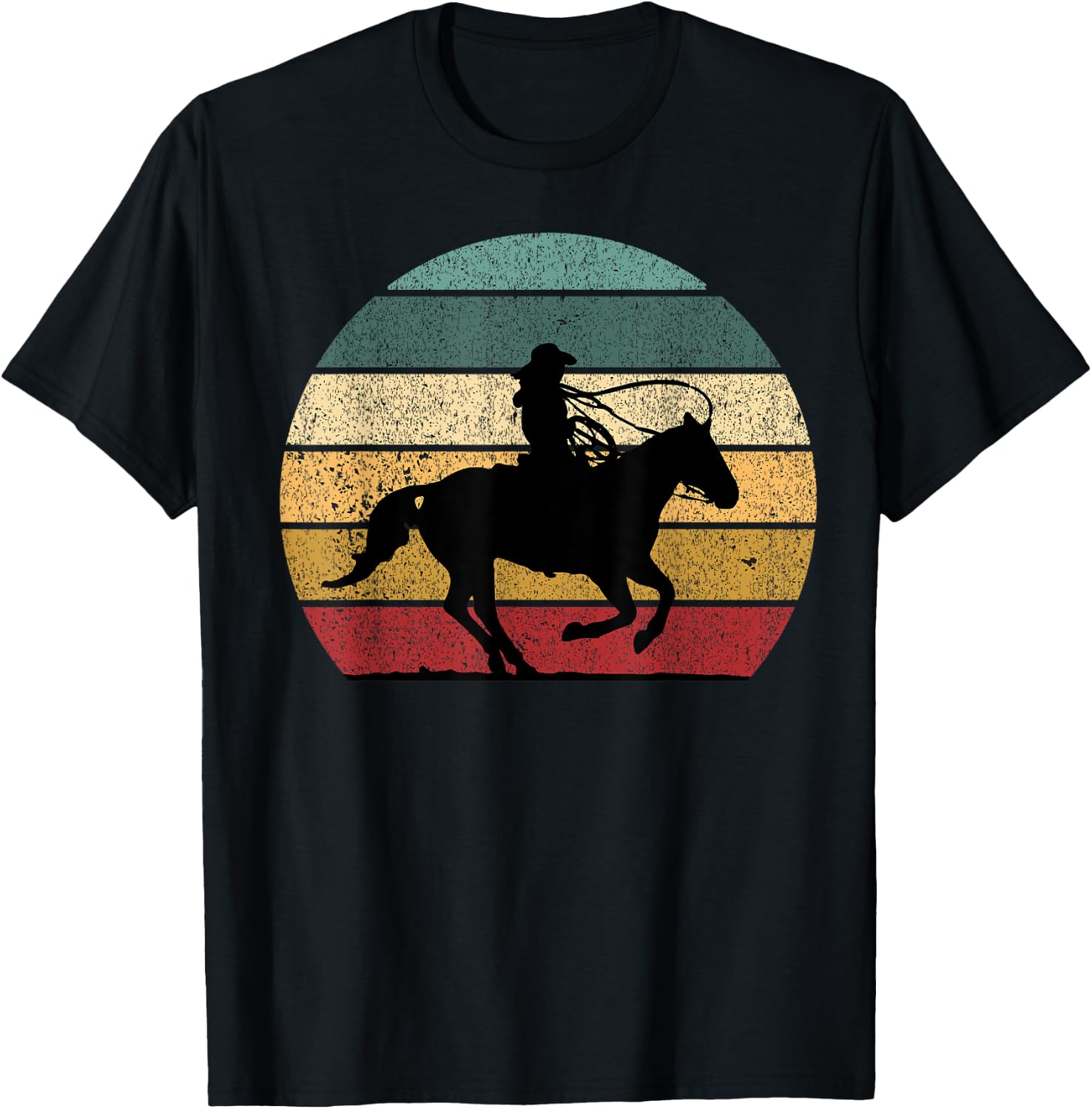Girl Roping Horse Riding Cowgirl Vintage Texas Equestrian T-Shirt - T-Shirt | Black