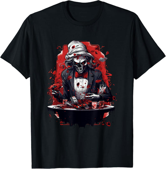 Funny Poker Skeleton Card Player Casino Gambler Poker T-Shirt - T-Shirt | Black