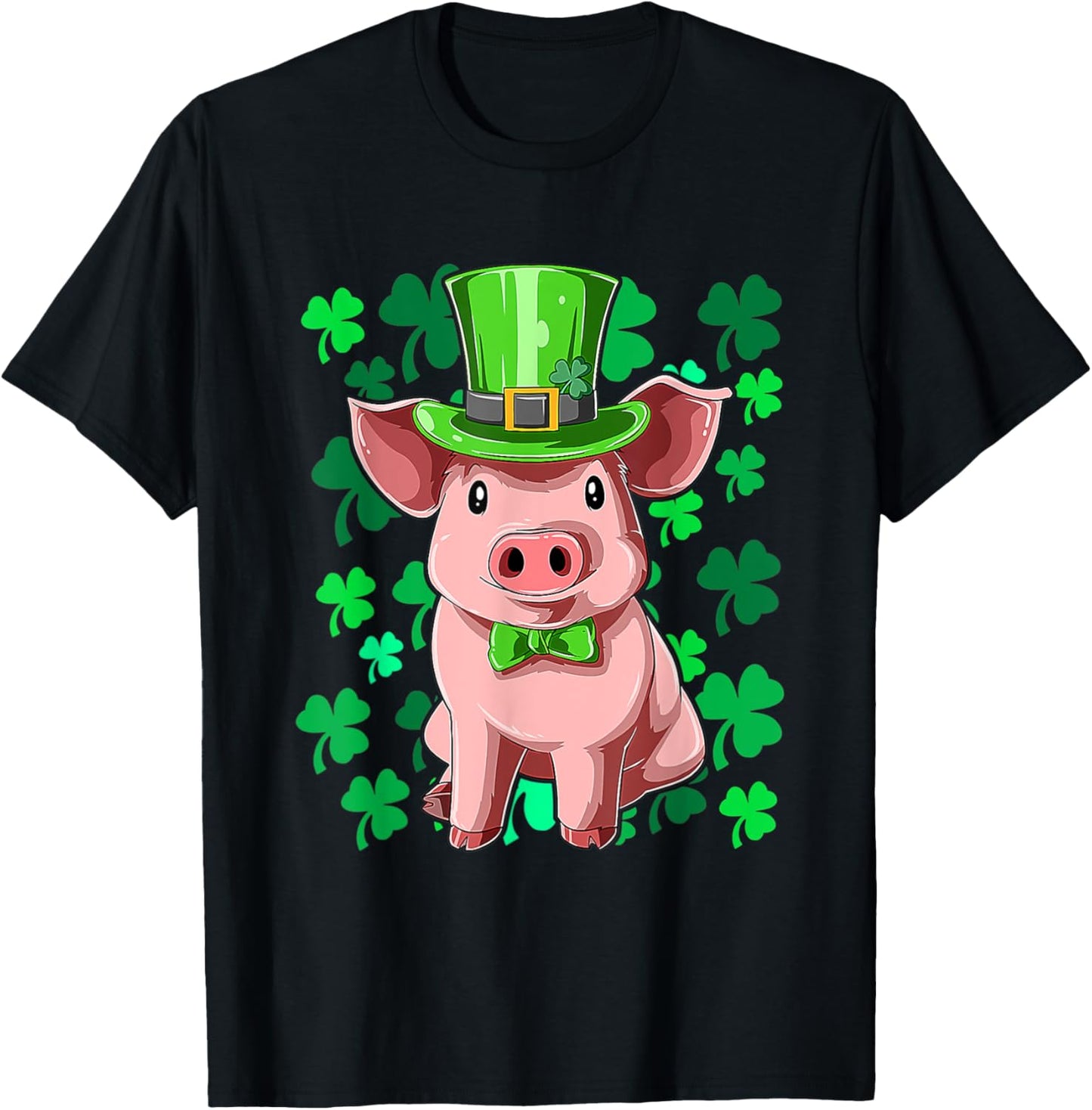 St Patrick's Day Pig Leprechaun Lucky Irish Pig Farmers T-Shirt - T-Shirt | Black