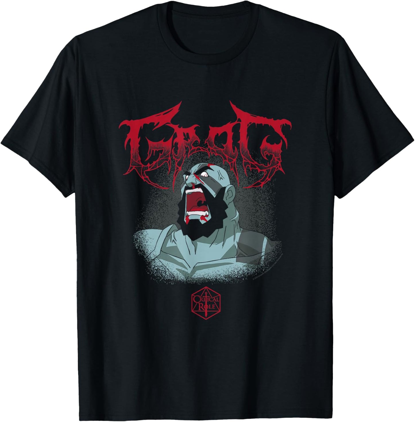 The Legend of Vox Machina Grog Extreme Metal Logo T-Shirt - T-Shirt | Black
