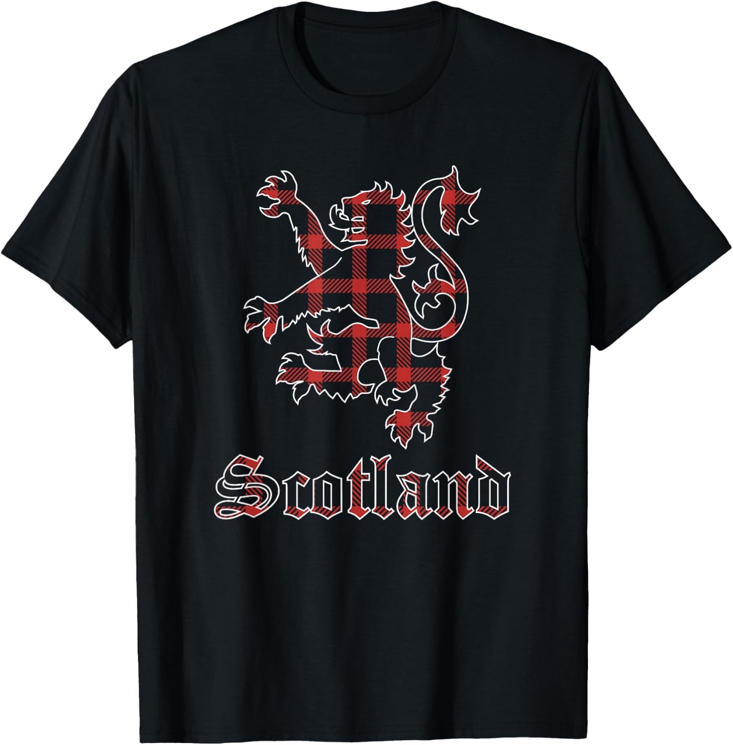 Vintage Plaid Scotland Lion Scottish Pride T-Shirt - T-Shirt | Black