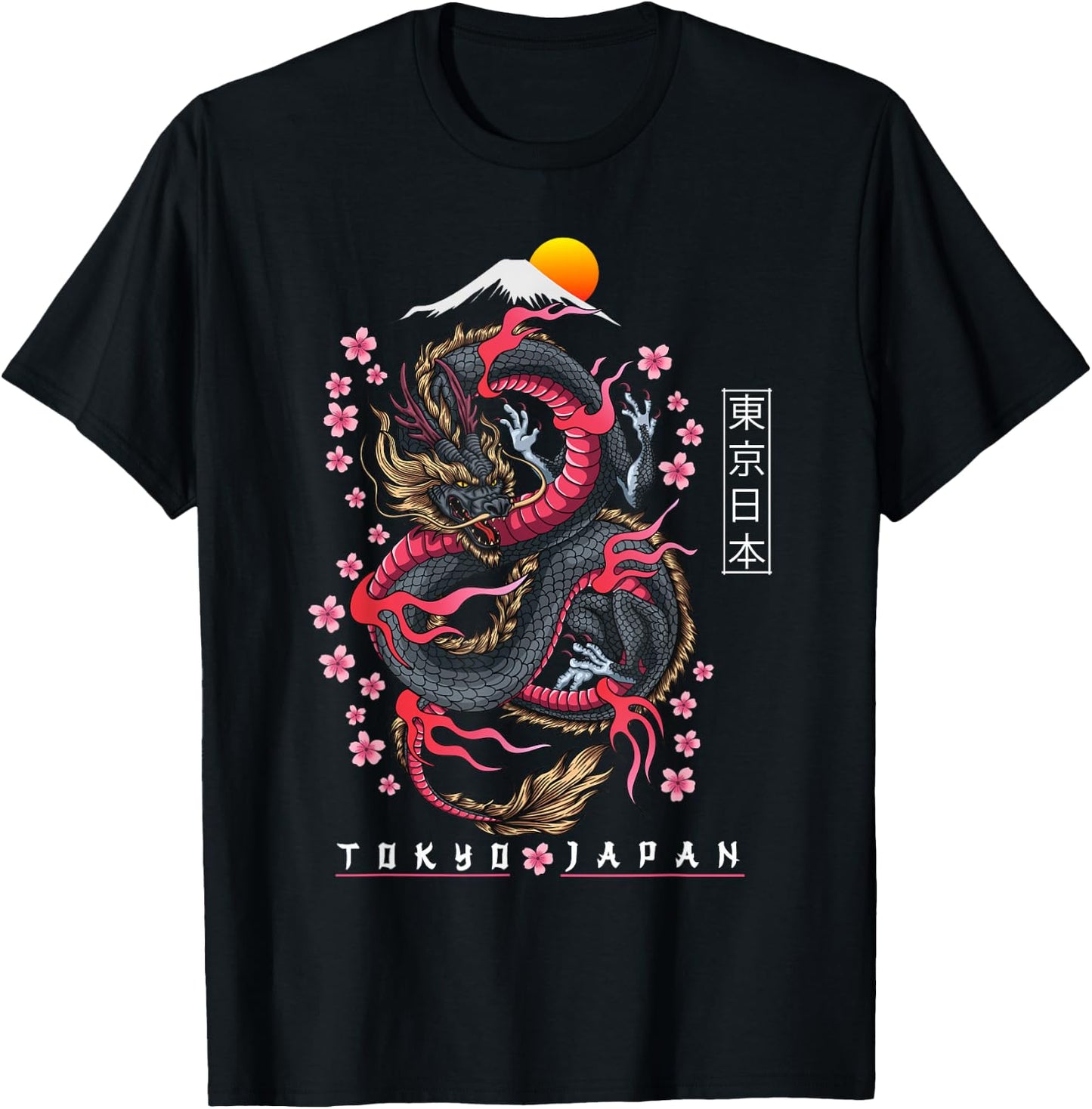 Japanese Aesthetic Dragon Tokyo Japan Manga Anime Asian 80’s T-Shirt - T-Shirt | Black