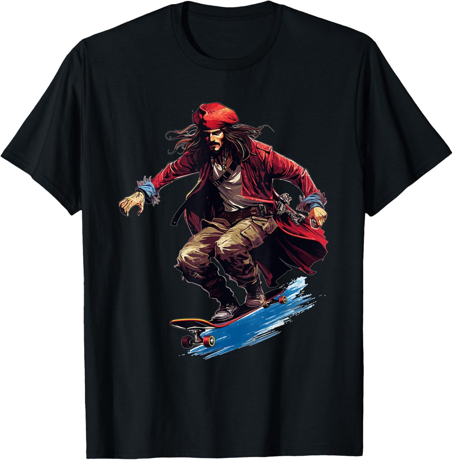 Pirate Skater - Skateboard Skateboarder Skateboarding T-Shirt - T-Shirt | Black