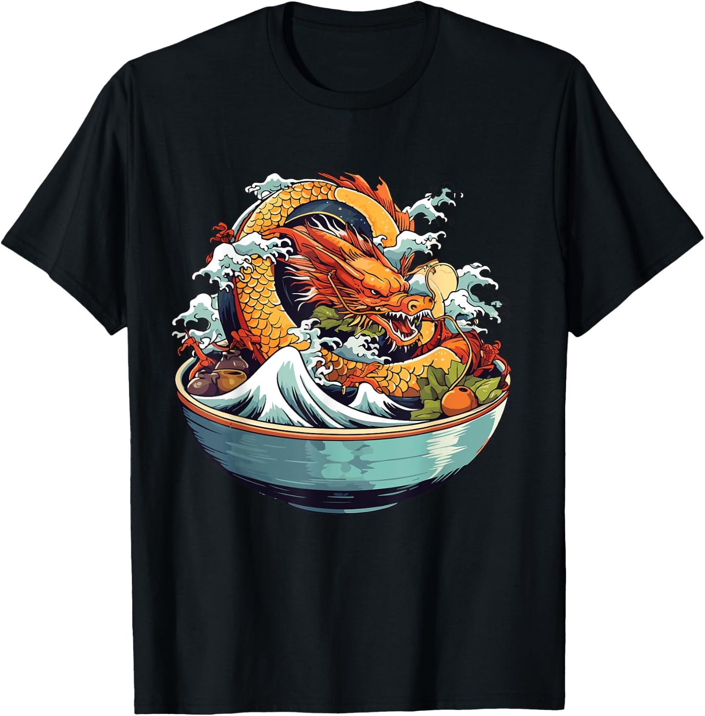 Sushi Dragon Japanese Food Kawaii Dragon Anime Sushi T-Shirt - T-Shirt | Black