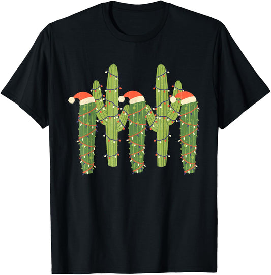 Christmas Cactus Desert Vintage Saguaro Cactus Plants Lover T-Shirt - T-Shirt | Black