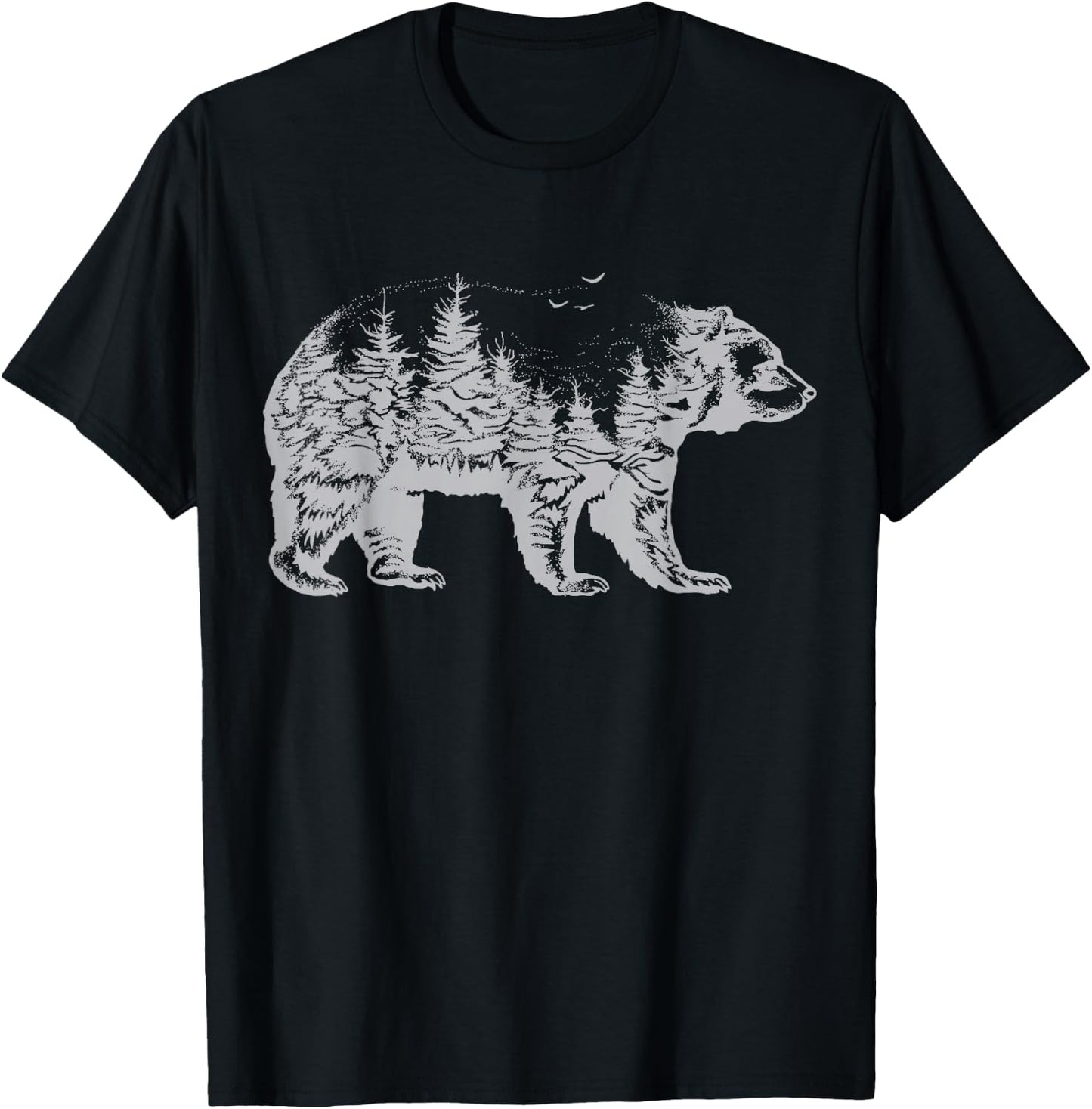 Bear silhouette forest nature for lovers of animal wildlife T-Shirt - T-Shirt | Black