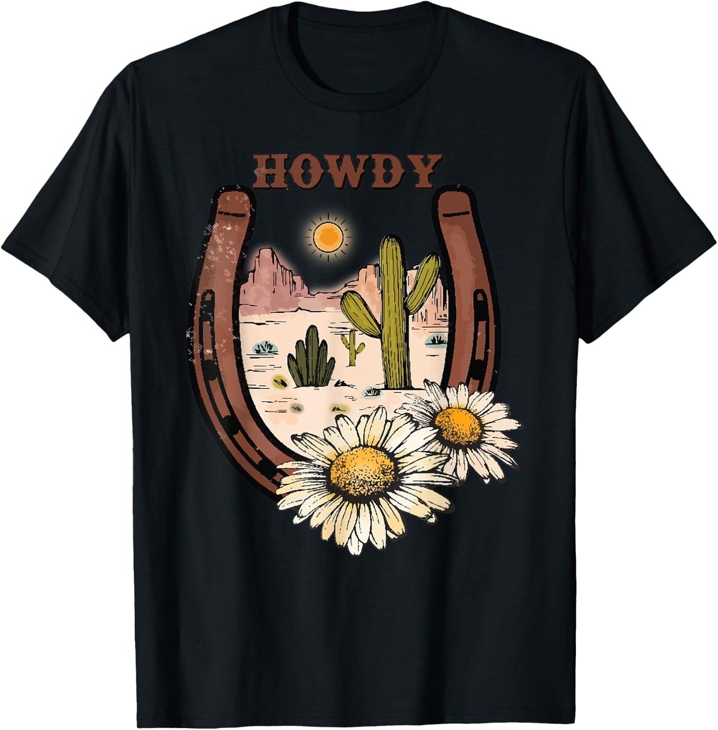Vintage White Howdy Rodeo Western Country Southern Cowgirl T-Shirt - T-Shirt | Black