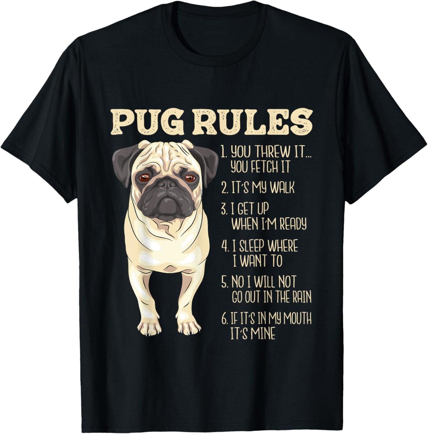 Pug Rules - Dog Trainer Pet Breeder Pup Owner Puppy Lover Men Women Kids T-Shirt - T-Shirt | Black