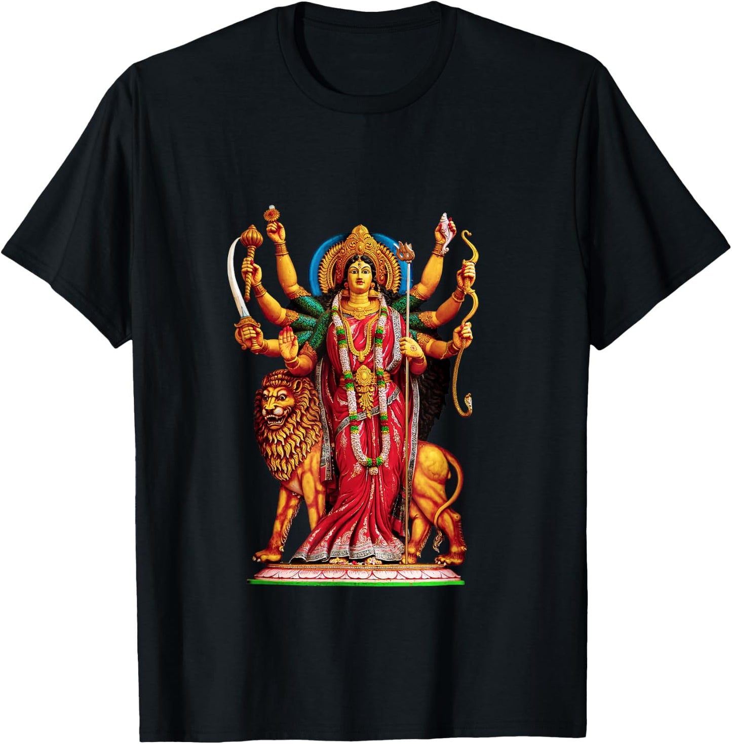 Clever Witty Durga Designs Women's Durga Hindu Religion Divine Glory Goddess T-Shirt - T-Shirt | Black