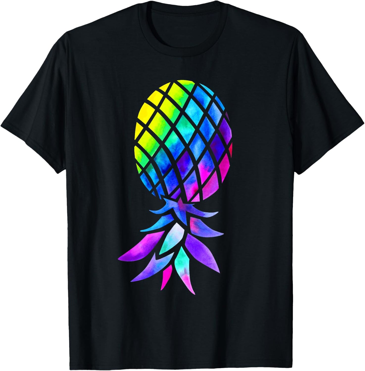 Colourful Inverted Pineapple Swinger Polyamory T-Shirt - T-Shirt | Black