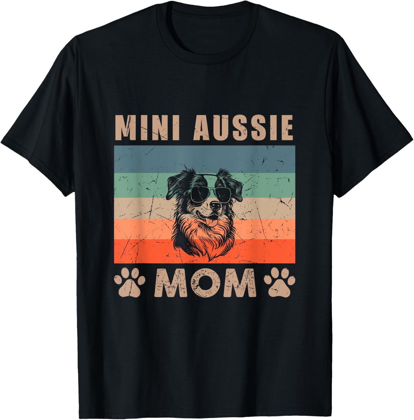 Vintage Mini Aussie Mom Gifts Funny Dog Lover Mother's Day Women Kids T-Shirt - T-Shirt | Black
