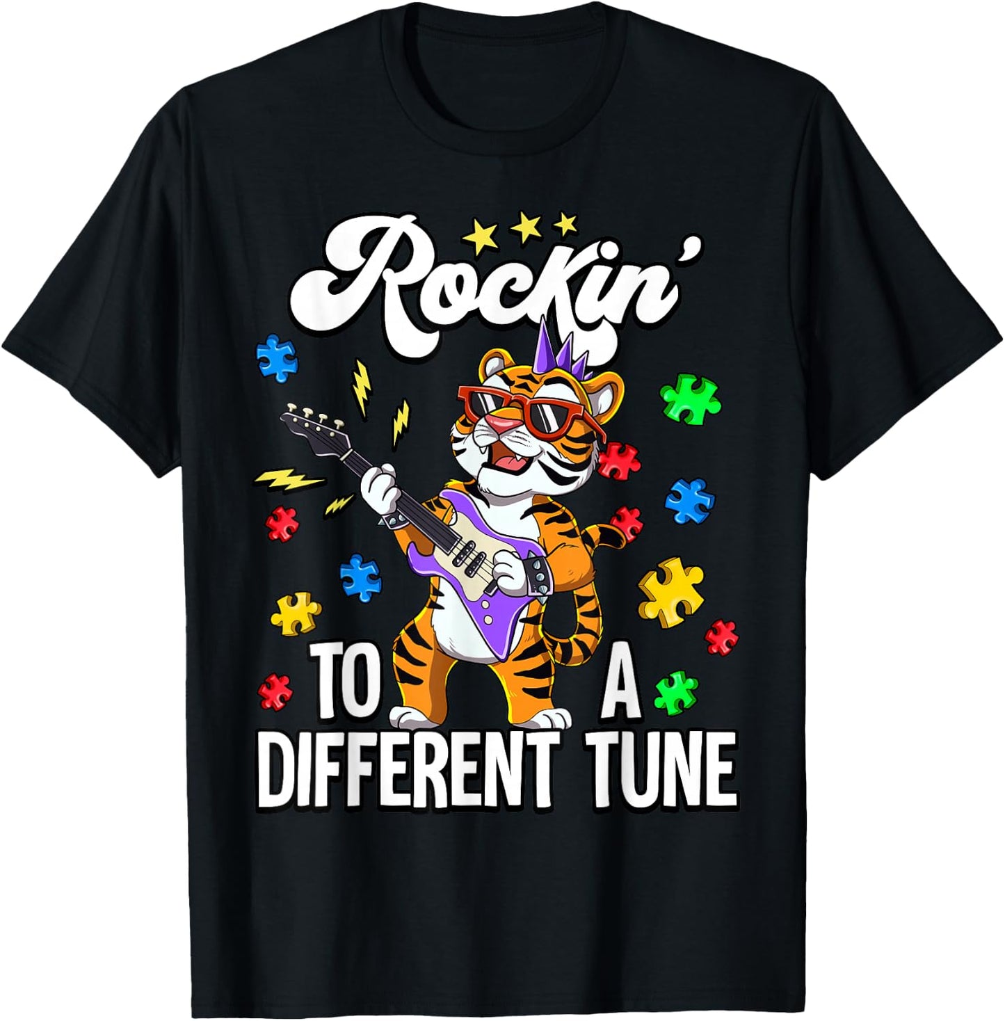 Autism Rockin To A Different Tune T-Shirt - T-Shirt | Black