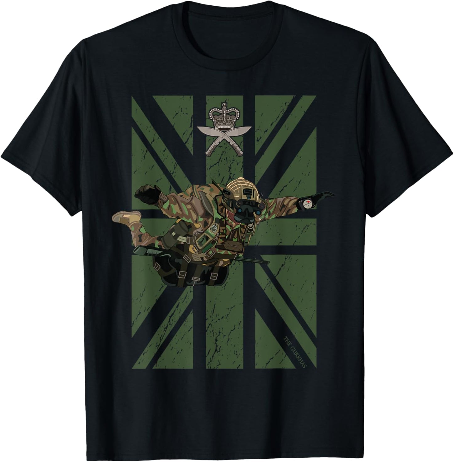Gurkha Rifles British Special Force Military Paratrooper T-Shirt - T-Shirt | Black