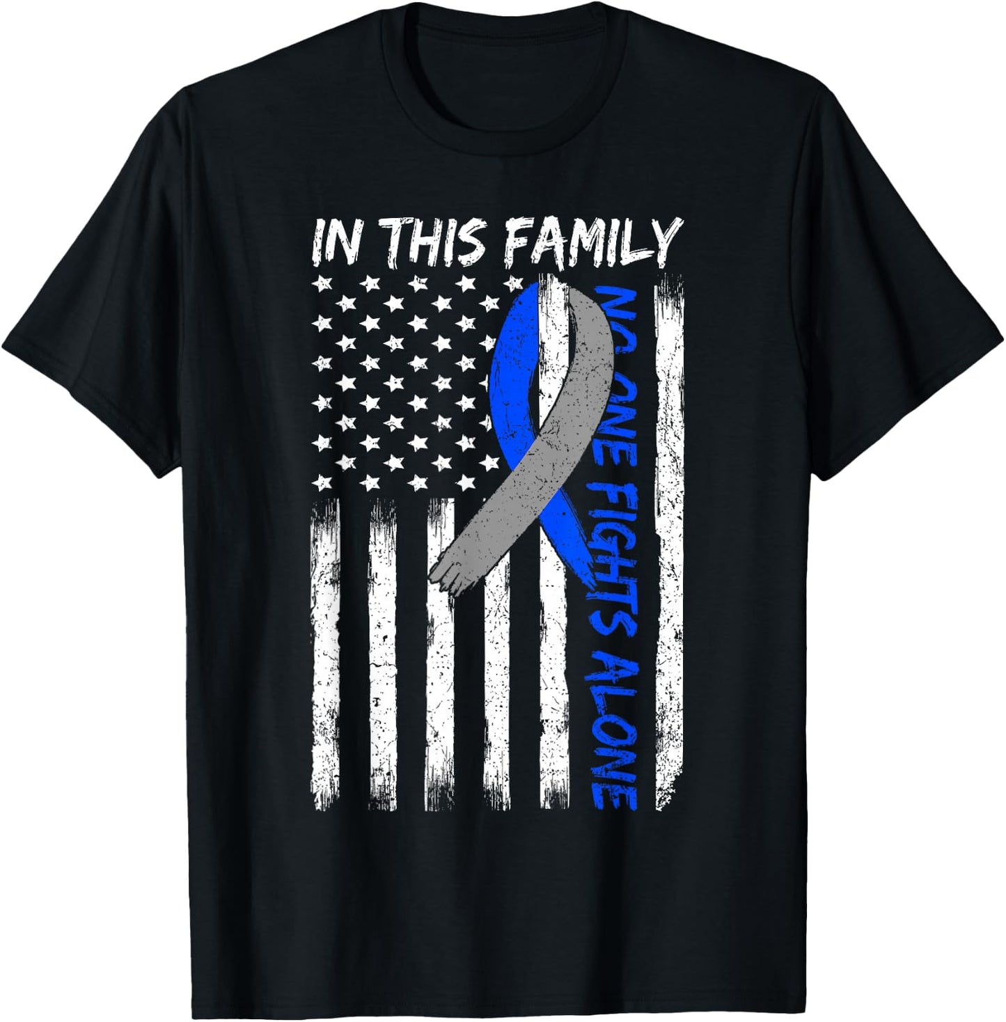 In This Family No One Fights Diabetes Alone USA Flag Outfit T-Shirt - T-Shirt | Black