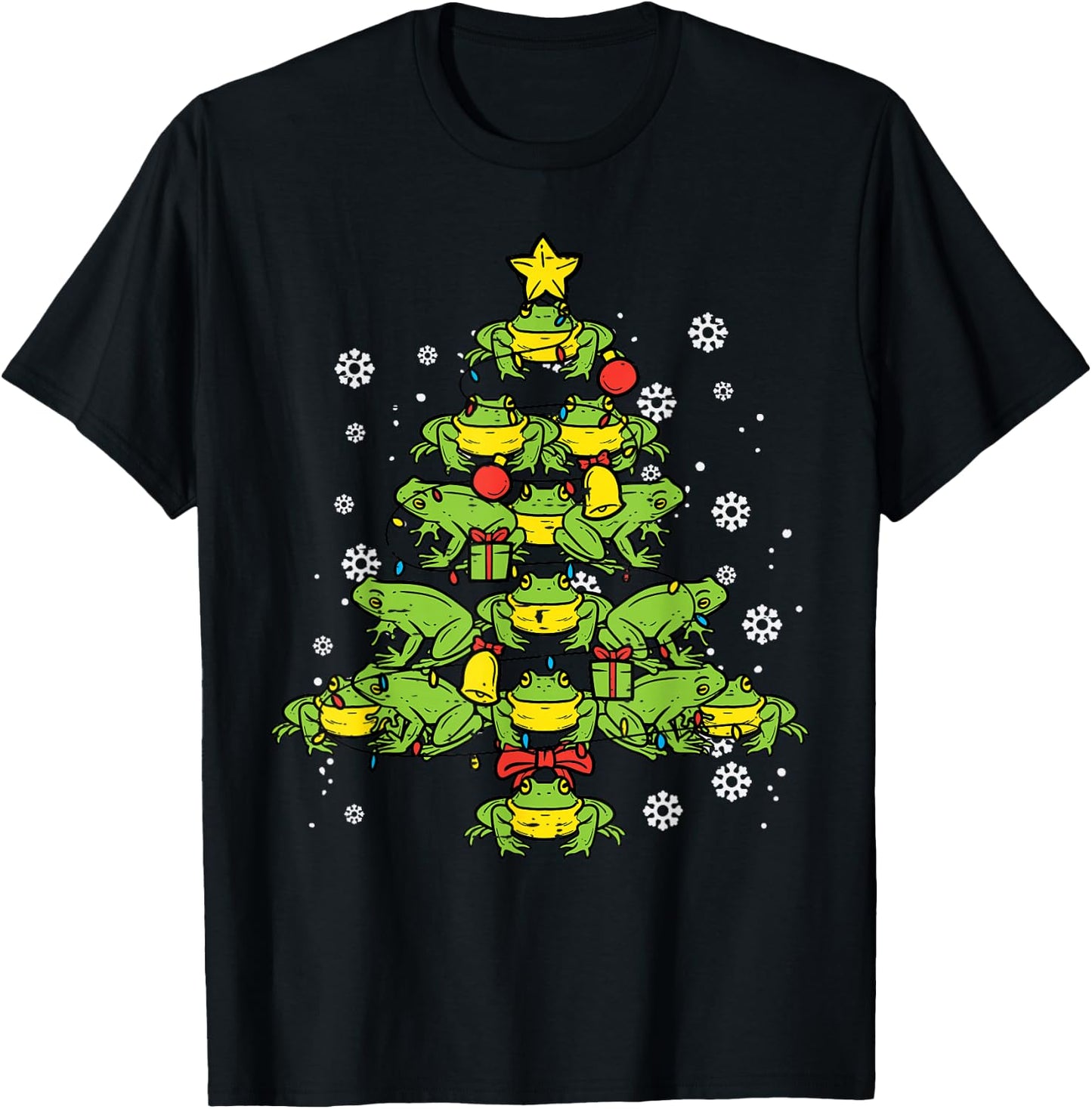 Frogs Christmas Tree Animal Xmas Women Men Kids T-Shirt - T-Shirt | Black