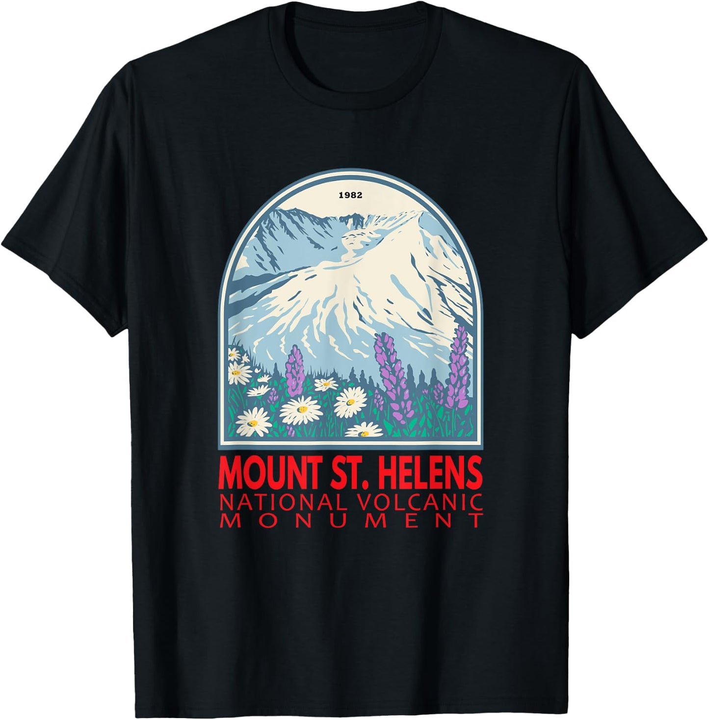 Mount St Helens National Volcanic Monument Emblem Vintage T-Shirt - T-Shirt | Black